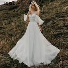 LORIE элегантные свадебные платья в стиле бохо для невесты Необычные рукава с открытой спиной пляжные свадебные платья принцессы кантри романтический брак 2021