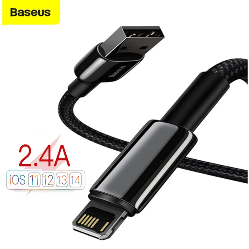 Baseus 2.4A USB кабель для iPhone 12 11 Pro Max XR Xs X Кабель быстрой зарядки Зарядное устройство