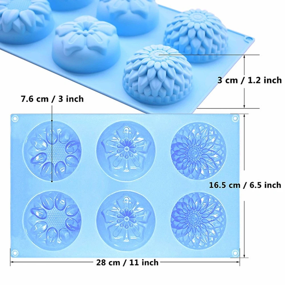 6 Cavity Flower Shaped Silicone DIY Handmade Soap Candle Cake Mold Supplies Hole Crafts fast sent wholesale | Дом и сад