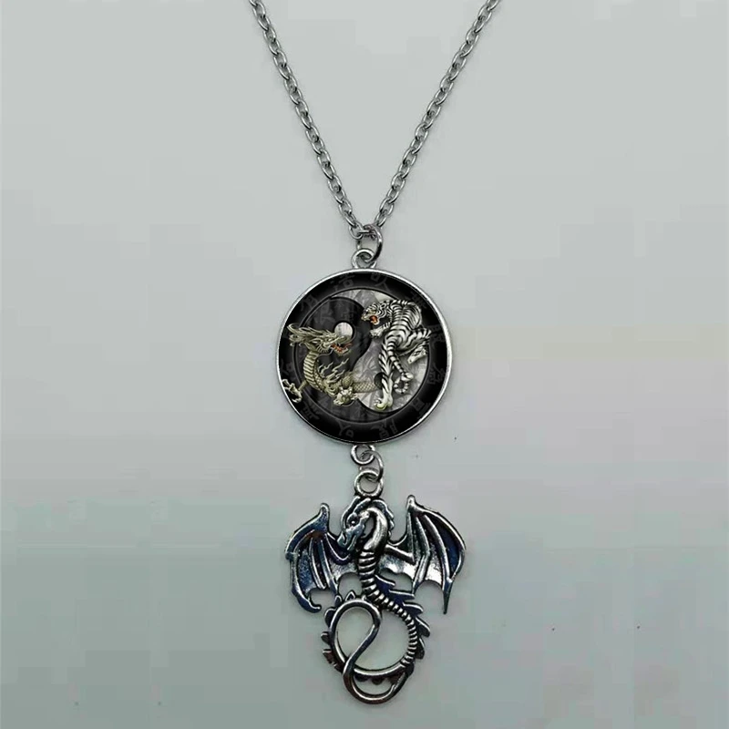 Ожерелье из светящегося черного дракона в стиле стимпанк ожерелье с круглым
