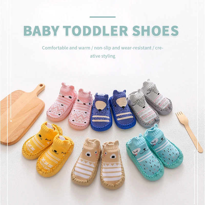 

Baby Boys Girls Sock Shoes Short Non-slip Cute Cartoon Candy Colors Cotton Toddler Shoes Baby First Walkers For Kids Children