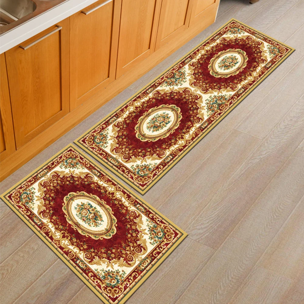Luxury Floral Washable Soft Non Slip Kitchen Door Hall Way Rug Long Runner Mats