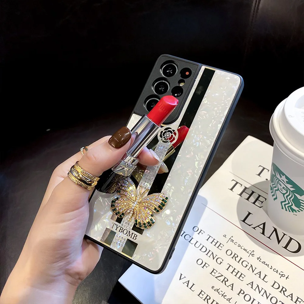 Luxury Rhinestone Fashion 3D Butterfly Phone Case For Samsung Galaxy Note 20 Ultra S21 S20 Plus FE 5G A42 A72 Cover