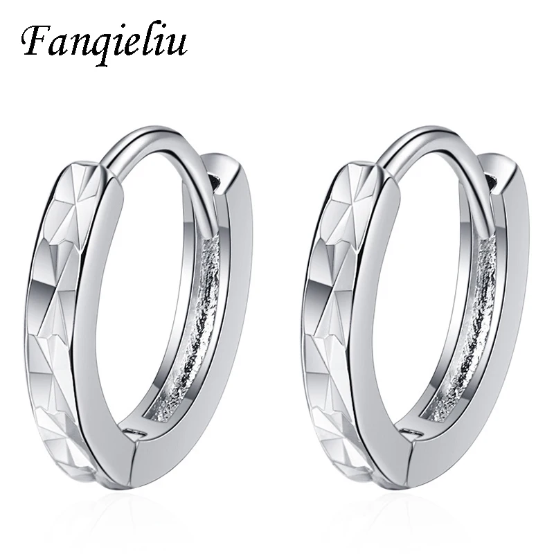 

Fanqieliu Solid 925 Sterling Silver Hoop Earrings For Women Beating Pattern Small Hoops FQL21006