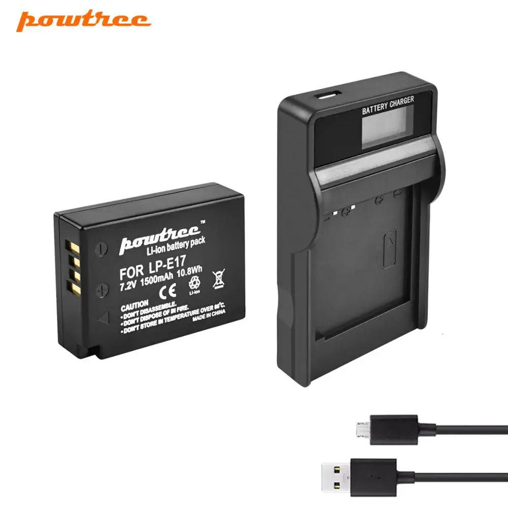 1XBattery Charger Powtree 1500 мА/ч, LPE17 LP E17 LP-E17 Батарея& ЖК-дисплей Зарядное устройство для цифровой однообъективной зеркальной камеры Canon EOS 200D M3 M6 750D 760D T6i T6s 800D 8000D поцелуй X8i L1 - Цвет: 1XBattery Charger