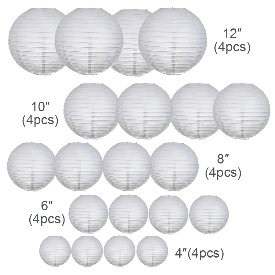 20 шт./лот 4 12 дюймов Микс размеров китайские бумажные шарики Висячие белые