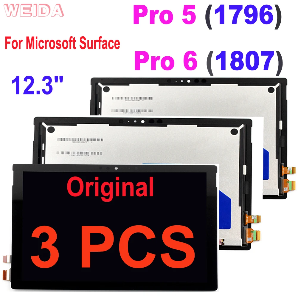 3 шт. Оригинальный сенсорный ЖК-дисплей для Microsoft Surface Pro 5 1796 6 1807 дигитайзер в сборе