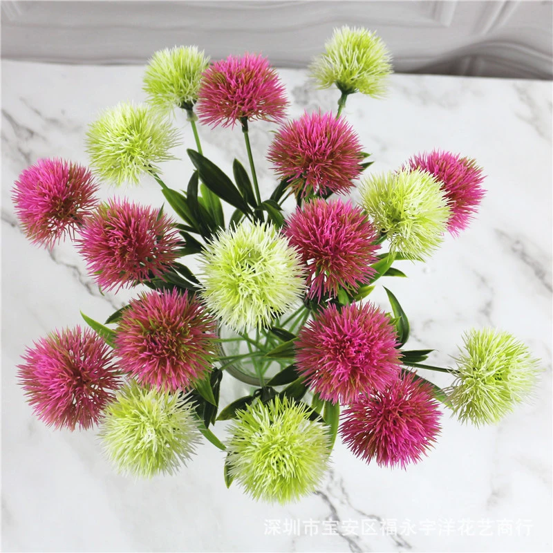 

1Branch Dandelion Flower Ball Simulation Bouquets Artificial Flower Wall Fake Flower Home Decoration Wedding Holding Flower