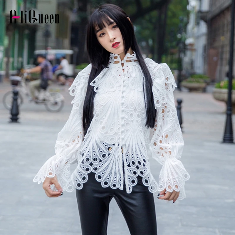 Сексуальное открытое Плиссированное Кружевная рубашка с высоким плотно