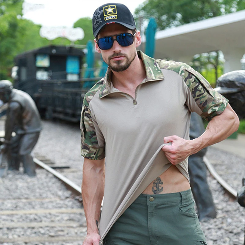 

Camouflage polo shirts men Tactics military sports Casual Short sleeve polo shirts male summer cotton polo Men's tees tops