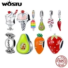 Бусины-шармы WOSTU женские из серебра 925 пробы, с клубничным перцем чили