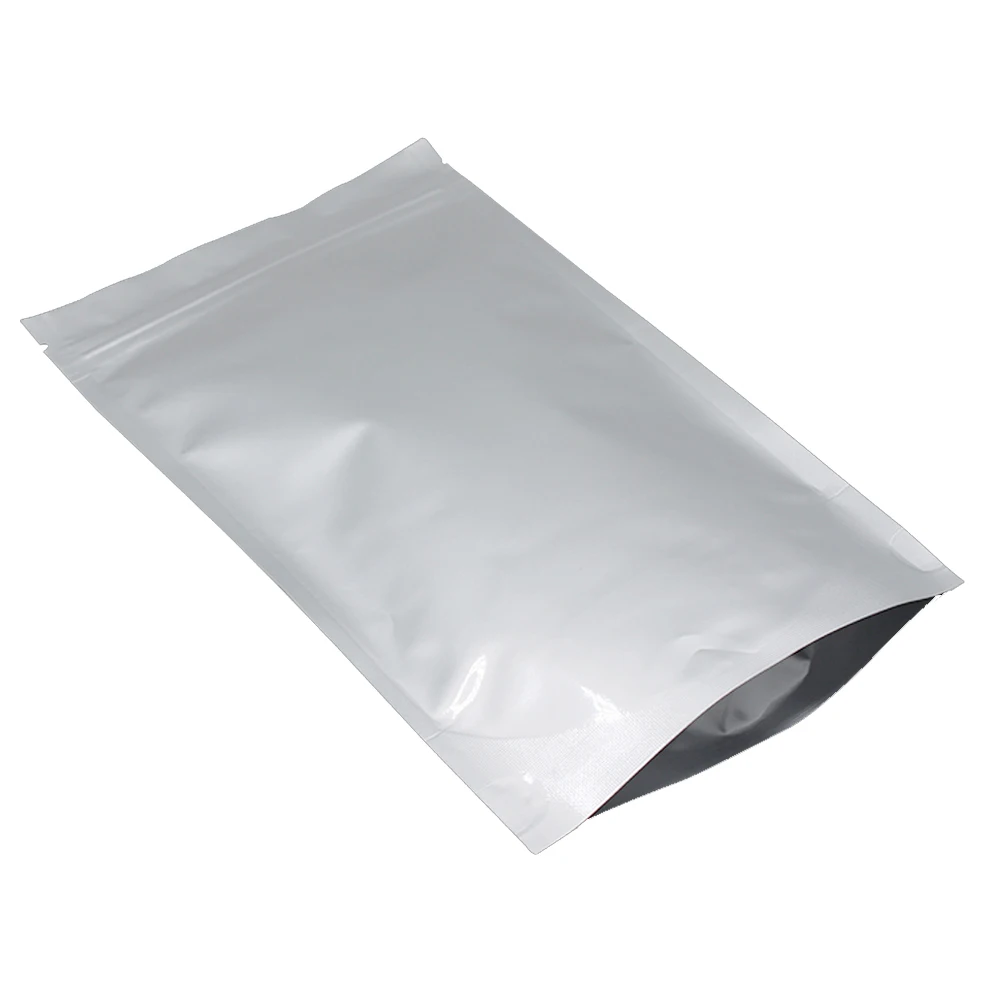 Bolsa de aluminio de Mylar puro con cierre de cremallera, bolsa de pie con autosellado, reutilizable, resellable, Doypack de almacenamiento de alimentos, 100 Uds.-3