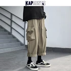 Брюки-карго мужские большого размера с лентами, с карманами, в японском стиле