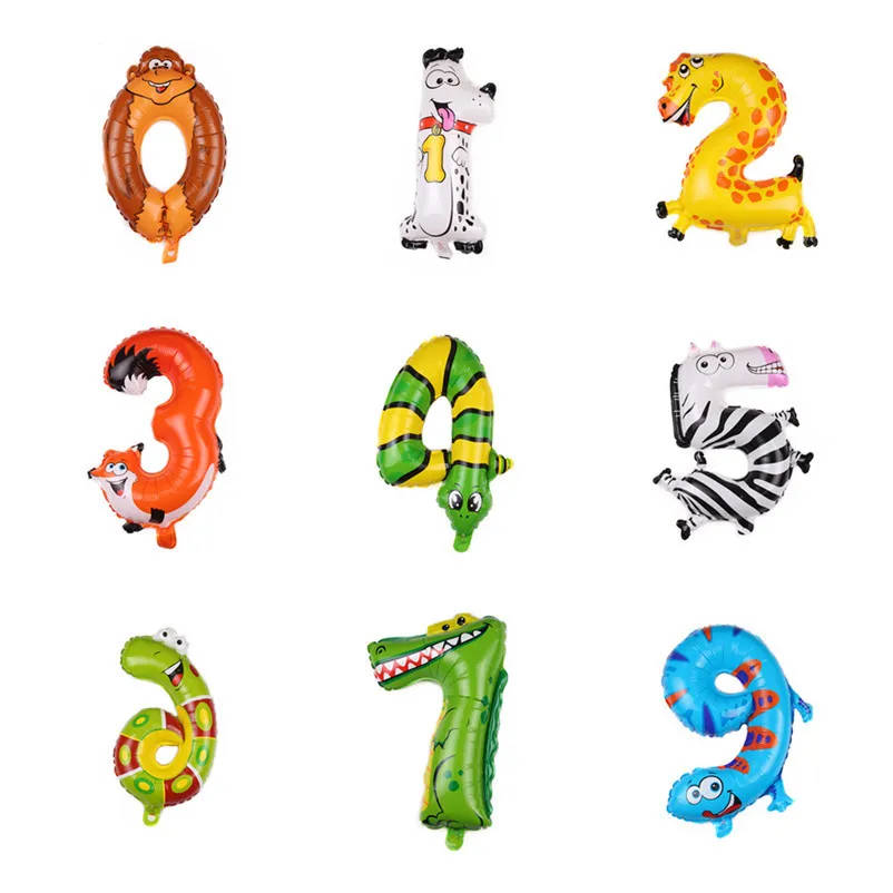 Воздушные шары из фольги в виде цифр животных 16 дюймов 1 шт.|Воздушные и