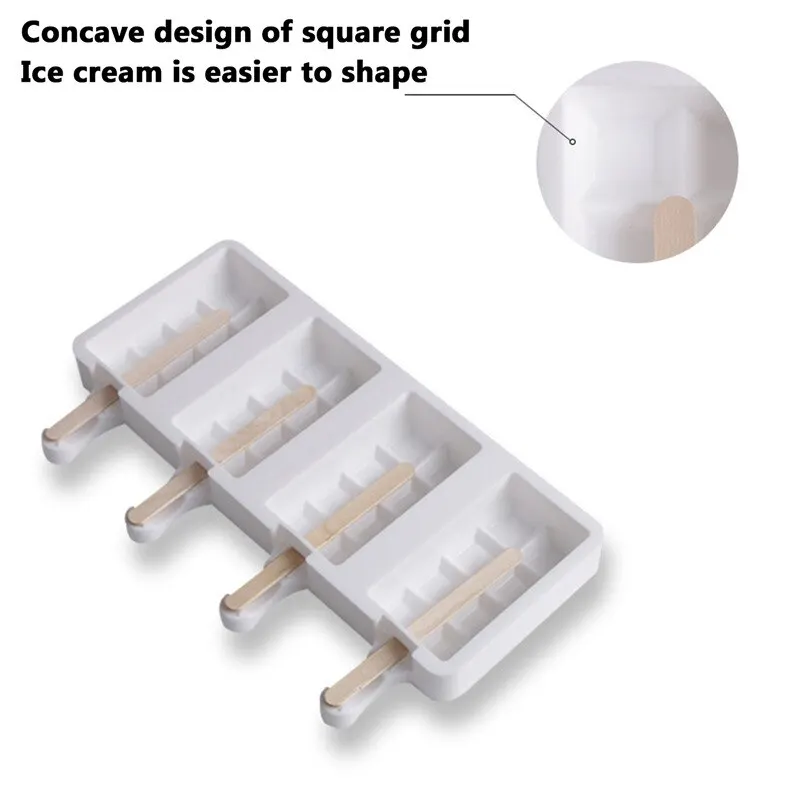 

4 Cell Big Size Silicone Ice Tray Popsicle Barrel Maker Ice Creams Mold DIY Homemade Popsicle Mould Freezer Juice Ice Pop Molds