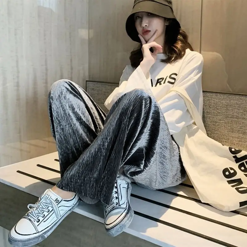 Весна и осень пол перетаскивания Золотой Бархат сто раз свободные штаны женская