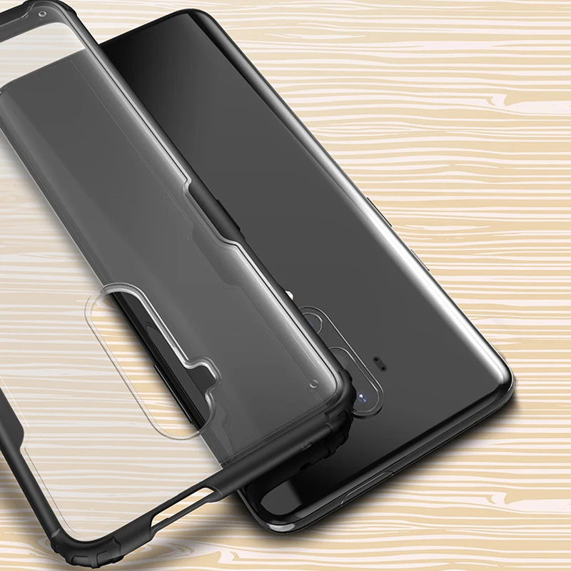 Противоударный защитный чехол для Oneplus 7T Pro 1 + мягкая рамка Прозрачный жесткий