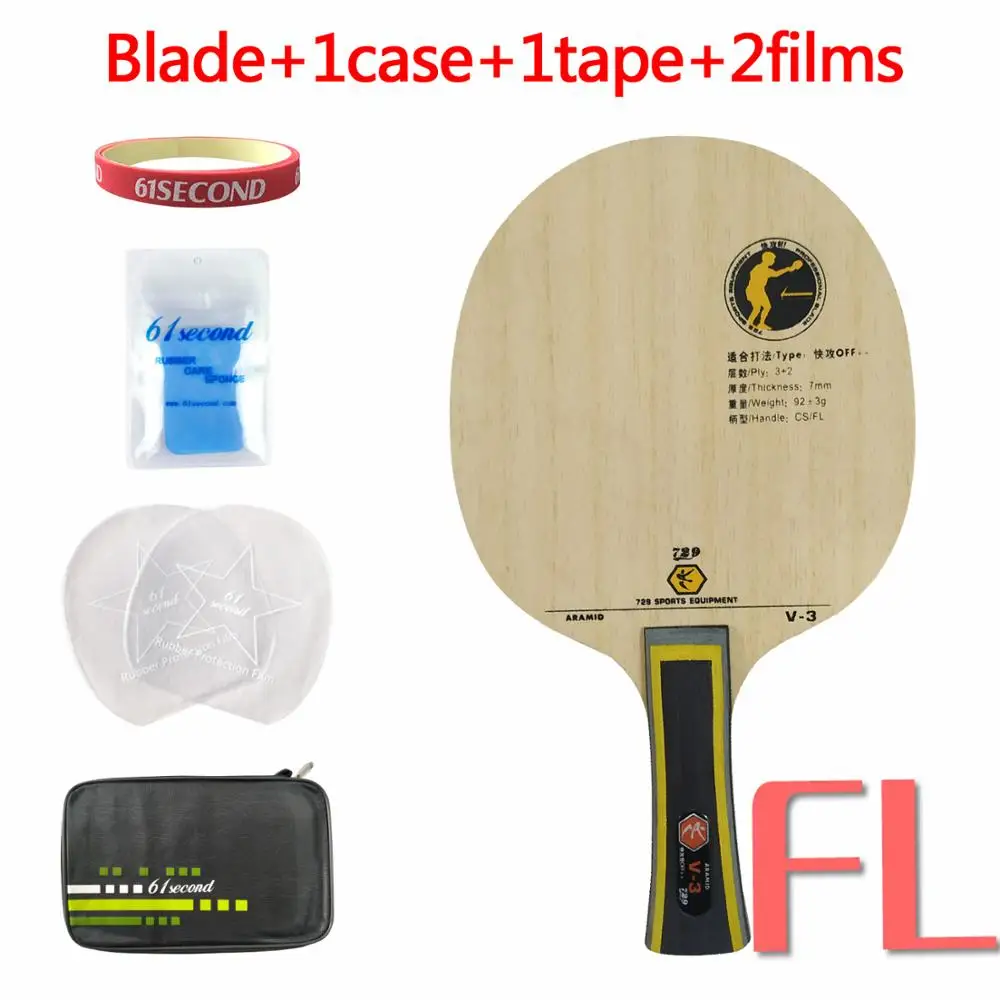 FL with F 1 case RITC 729 V-3 Дружбы(V3, V 3) деревянный арилат-углерод OFF++ углеродное лезвие для настольного тенниса для ракетки для пинг-понга - Цвет: FL with F 1 case