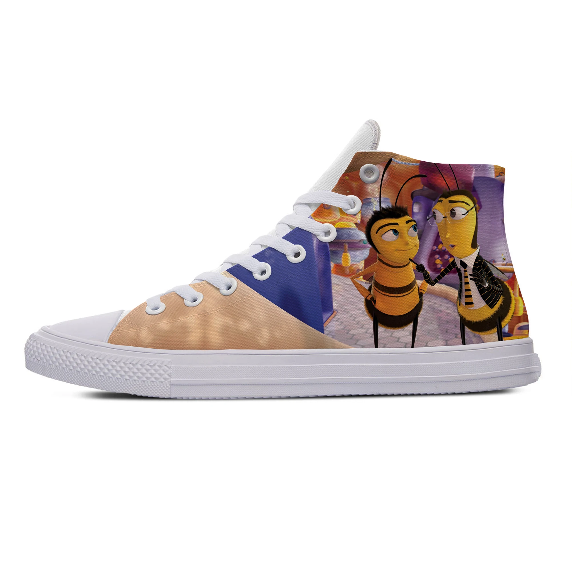 

Bee Cartoon Movie Hot Cool Fashion Casual Canvas Shoes High Top Lace Up Breathable Lightweight Sneakers 3D Print For Men Women