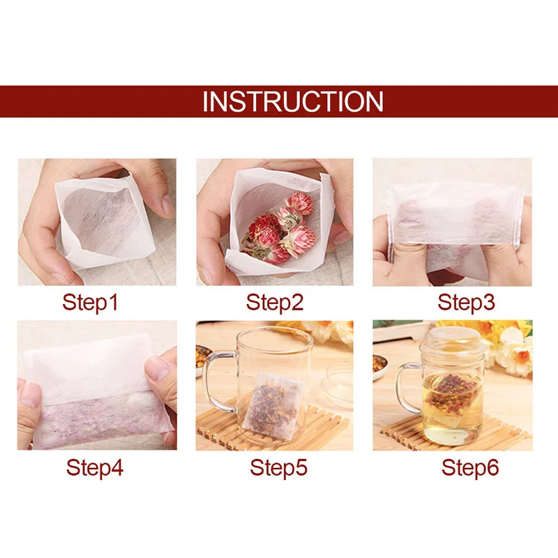 

100 Pcs/lot Empty DisposableTeabags Paper Tea Bags Heat Seal Filter Paper Herb Loose Tea Bags Tea Infuser Strainer 3 SIZE