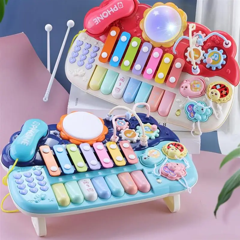 Teclado de Brinquedo de Piano 6 em 1 Crianças Multifuncional Piano Eletrônico Brinquedos Educativos Instrumentos Musicais