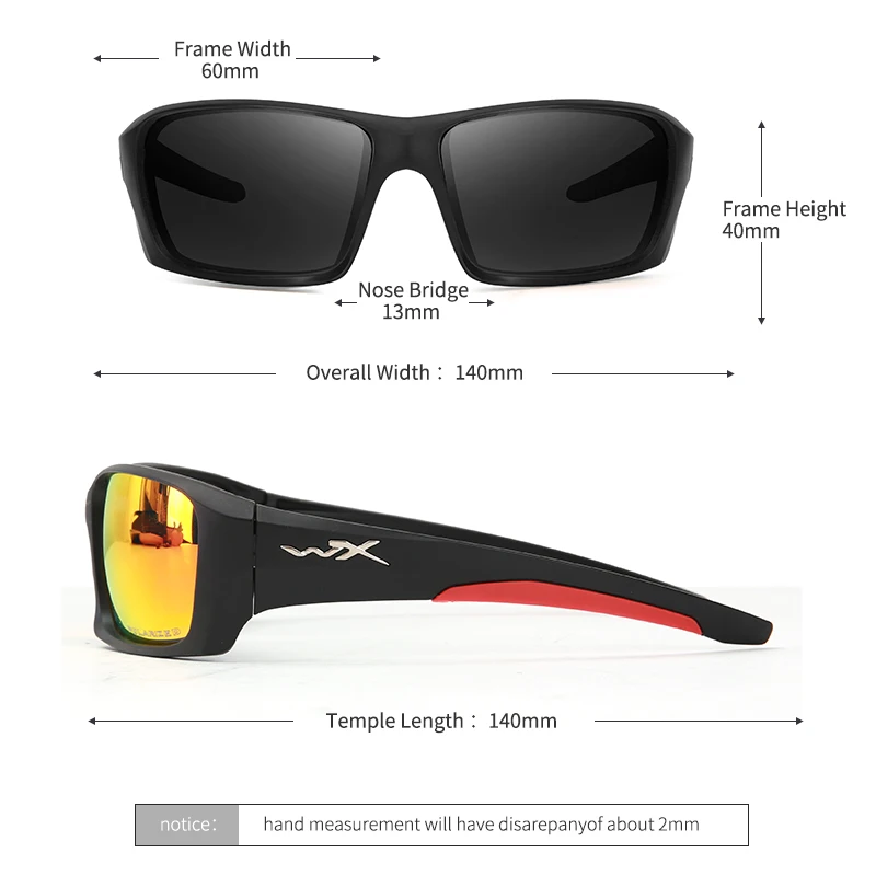 

2021 New Brand Wiley x Sports Sunglasses Men HD Polarized Sun Glasses TR90 Square Frame Reflective Coating Mirror lens UV400