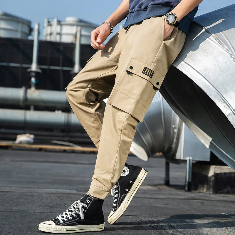 

YAPU Street Mens Casual Cargo Pant 2021 New Fashion Korean Multi Pocket Trousers Men Spring Autumn Loose Trousers Plus Size 5XL