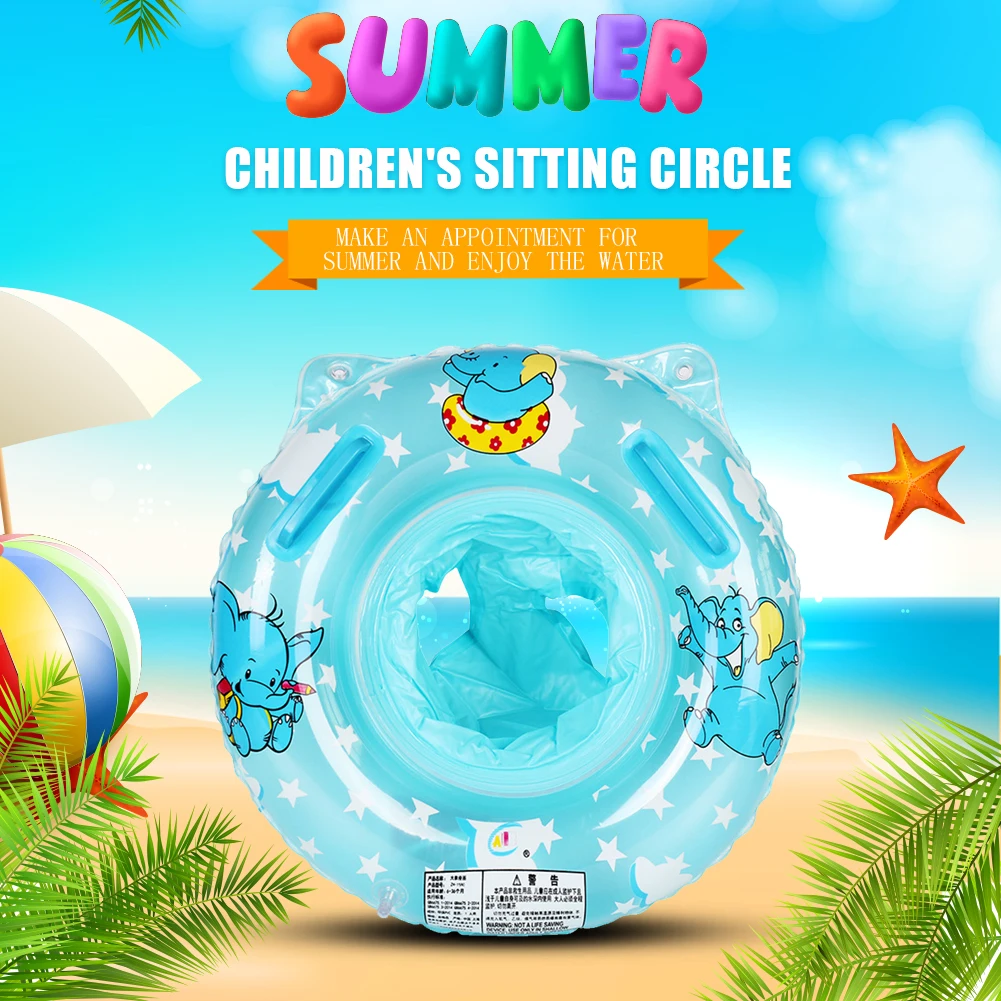 

Baby Swimming Pool Rings Seat Cute Inflatable Swim Ring Float Seat Swim Circle with Dual Handle for Baby Toddlers Pool Bathtub