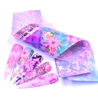 zko holographic florar stickers nail art butterfly nail foil transfer starry sky decal paper adhesive slider nail decoration