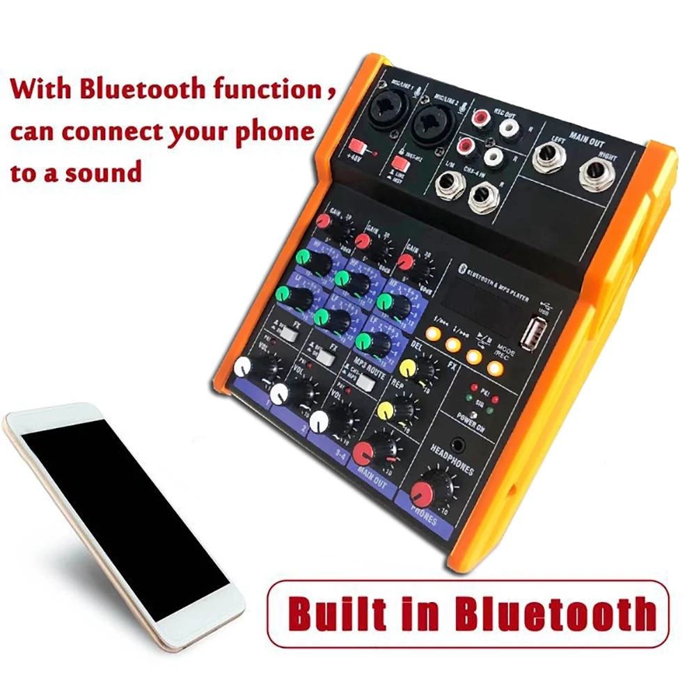 

Оптовая продажа с фабрики Профессиональный Мини цифровой сценический производительный аудио консольный микшер 4-канальный USB Микшер для ка...