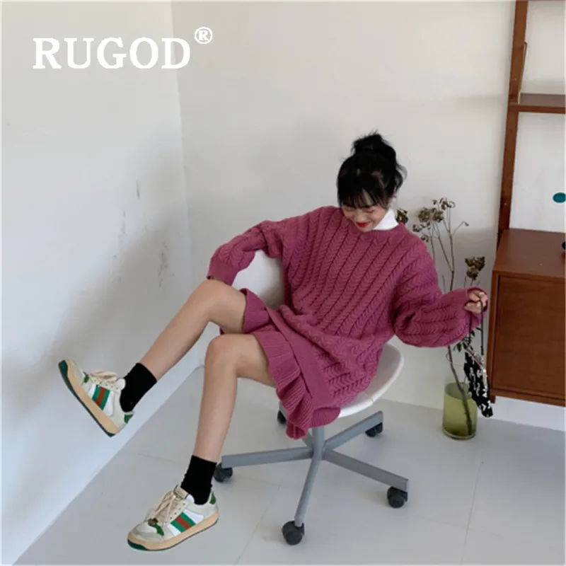 RUGOD/осень-зима новый стиль шикарные бусы винтажный однотонный пуловер с оборками