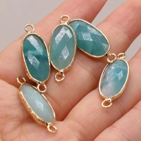 natural amazonite pendant connector charms oval pendant connector for jewelry making diy bracelet accessories 10x30mm