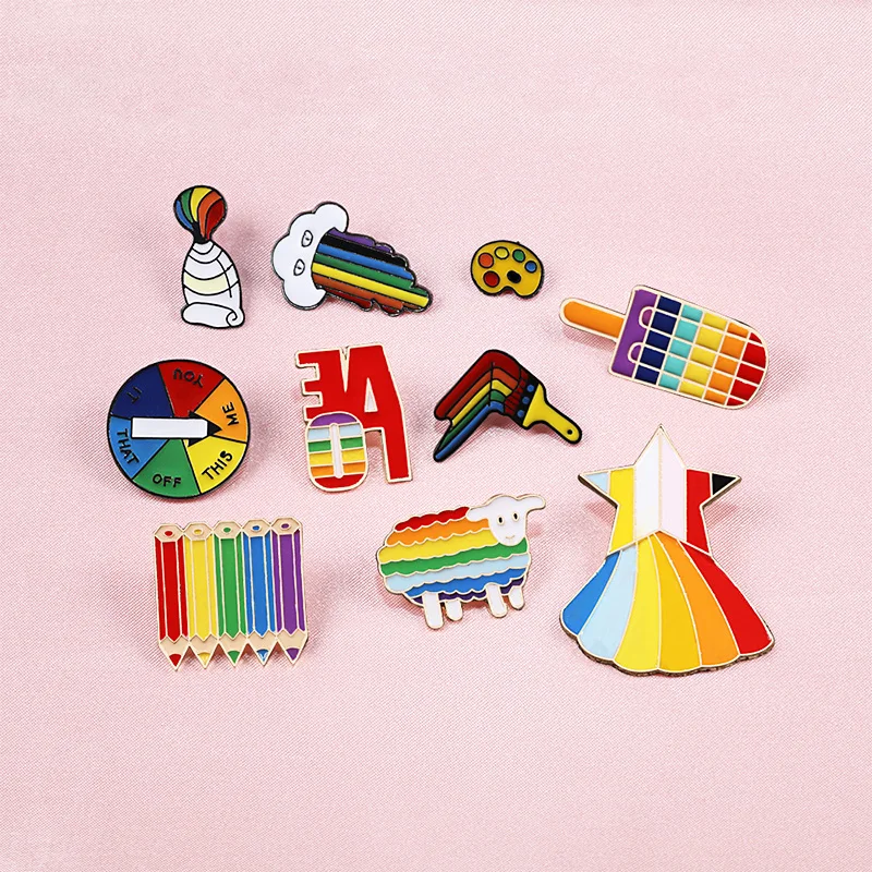 2 ~ 3 шт./компл. Радужная эмалированная булавка ЛГБТ дизайн сердце облака флаг