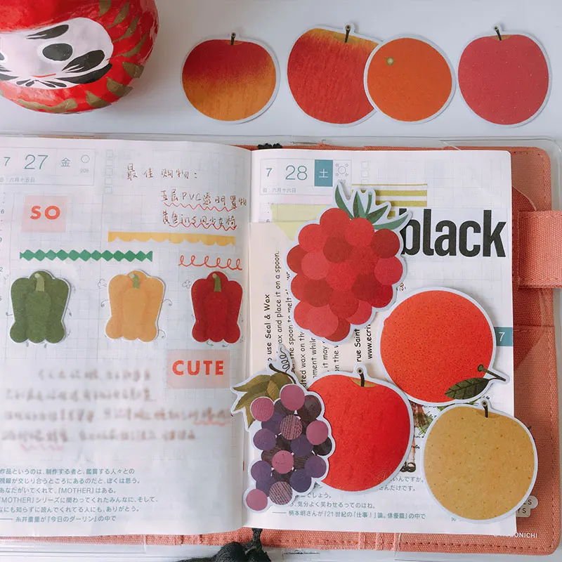 28Pcs/Set Hand Draw Fruit Sticker Vellum Paper DIY Craft Scrapbooking Album Junk Journal Planner Decorative Stickers | Канцтовары для