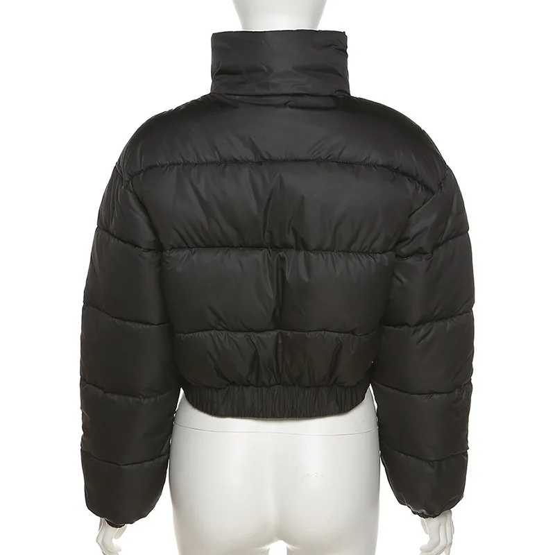 

Women New Casual Short Puffer Jacket Cotton-Padded Thick Drawstring Parkas Zipper Winter Bubble Coat Warm Hot Street Outfits