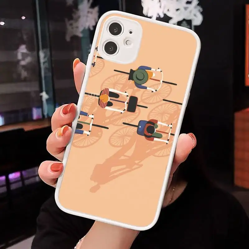 

Simple personality bicycle Phone Case Matte Transparent for iPhone 7 8 11 12 s mini pro X XS XR MAX Plus cover funda