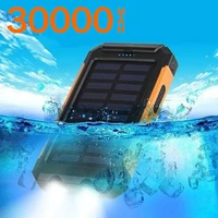 solar power bank 30000mah waterproof portable external battery with sos led light travel powerbank for samsung xiaomi iphone