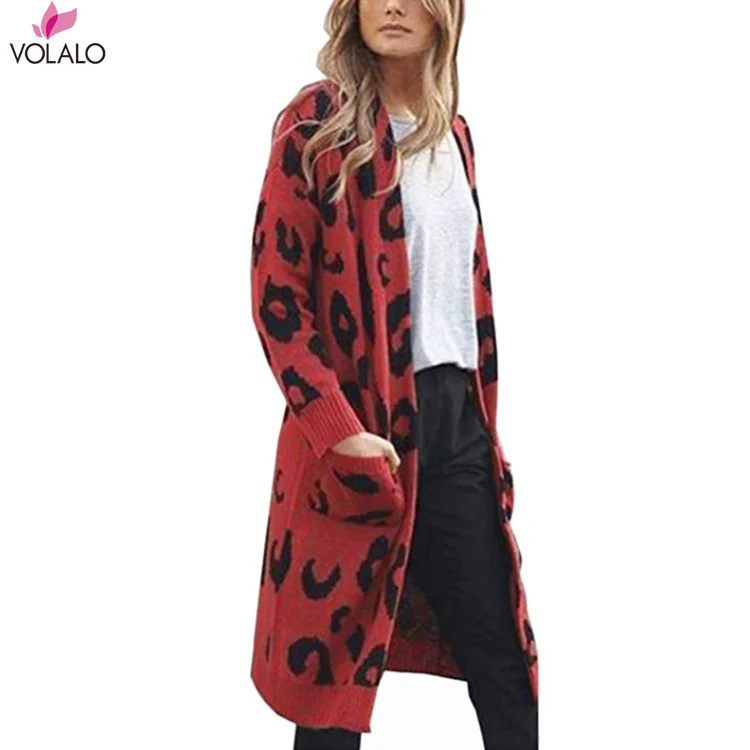 22020 Весна Зима Леопардовый принт женский свободный кардиган верхняя одежда
