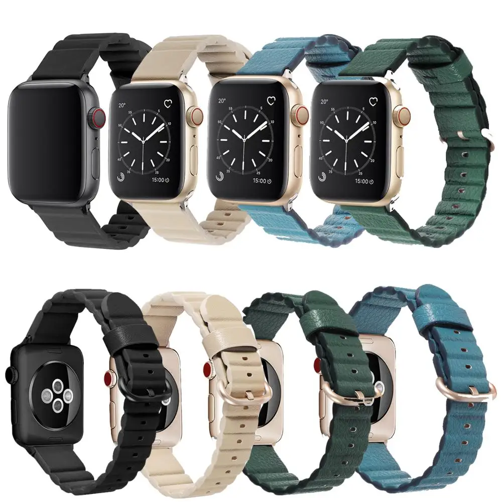 Excellent Genuine leather loop For Apple Watch Band 42MM 38MM 40mm 44mm for iWatch Strap 1 2 3 4 5 | Наручные часы