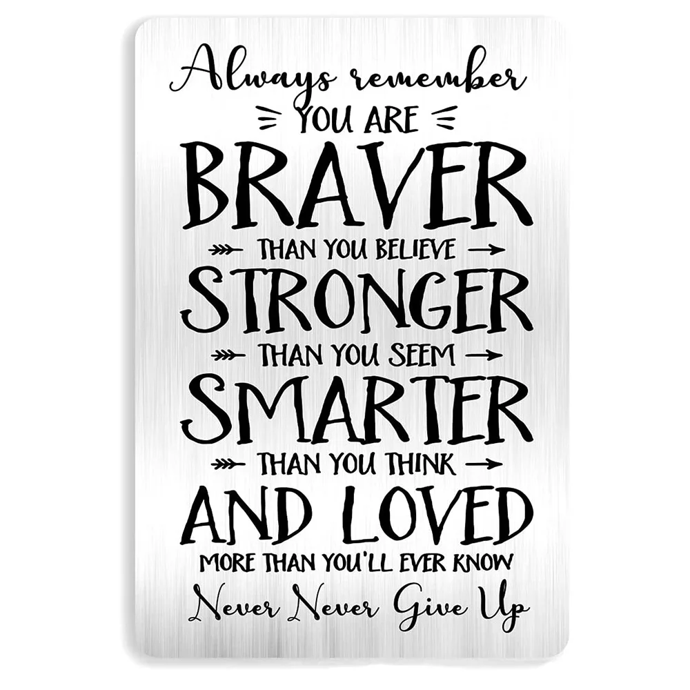 

Подарок на выпускной для дочери, Вдохновляющие, всегда помните, что вы мужественнее, чем вы считаете, металлические вставки-бумажники с грав...