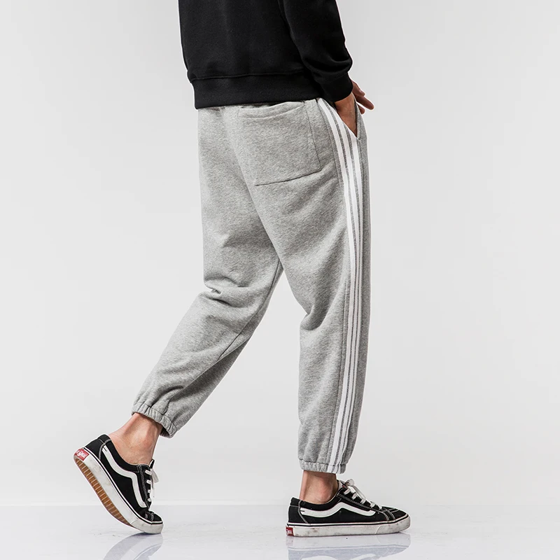 Мужские брюки из хлопка и полиэстера удобные повседневные тренировочные штаны в