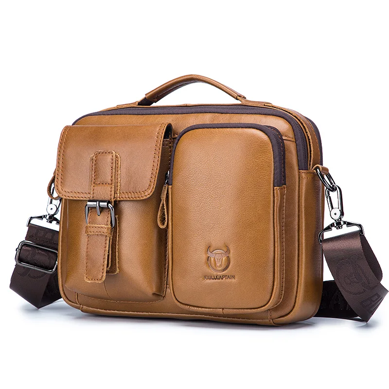 

Top Genuine Cowhide Leather Messenger Bag for Men Business Casual Sling Crossbody Bag Laptop Handbag Satchels Trendy sac homme