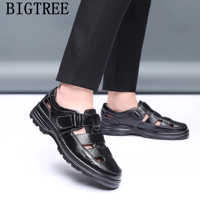 Роскошная мужская обувь Брендовая Летняя из натуральной кожи Мужские сандалии