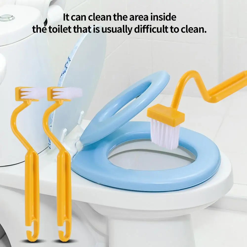 

V Shape Brush Curved Long Handle Toilet Rim Easy Clean Corner Deeply Cleaning Brush Home Hotel Bathroom Kitchen Color Random