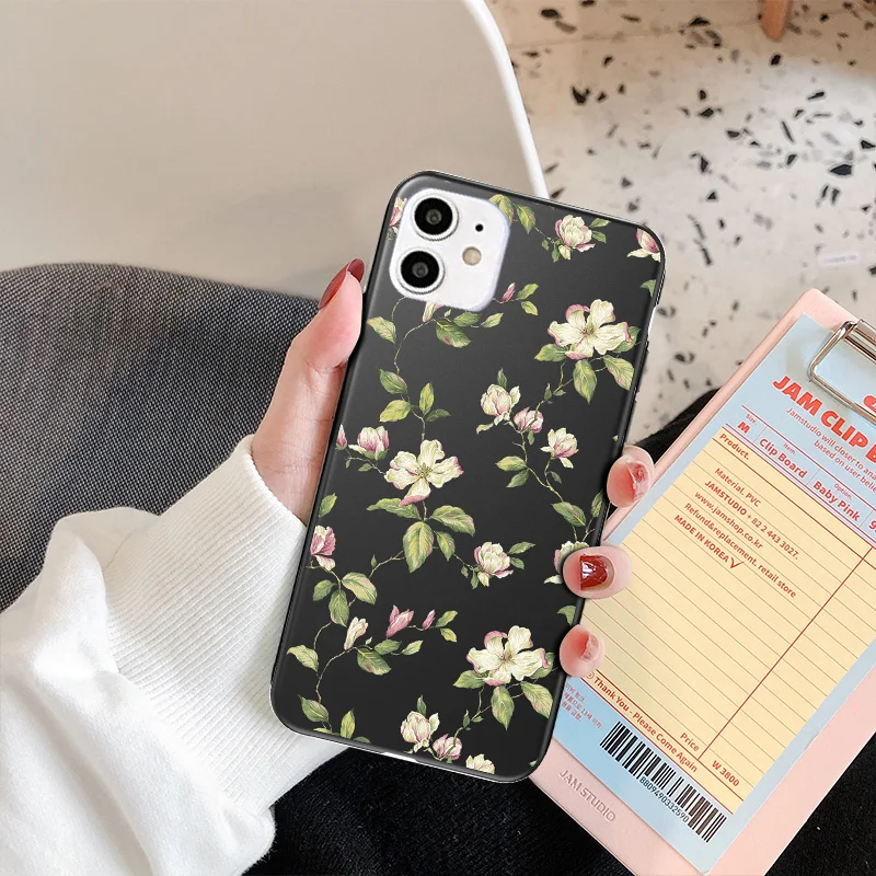 moskado Vintage Flower Daisy Pattern Phone Cover For iPhone 12 13 Mini 11 Pro Max X  XS Max 7 8 Plus Soft Silicone TPU Back Case