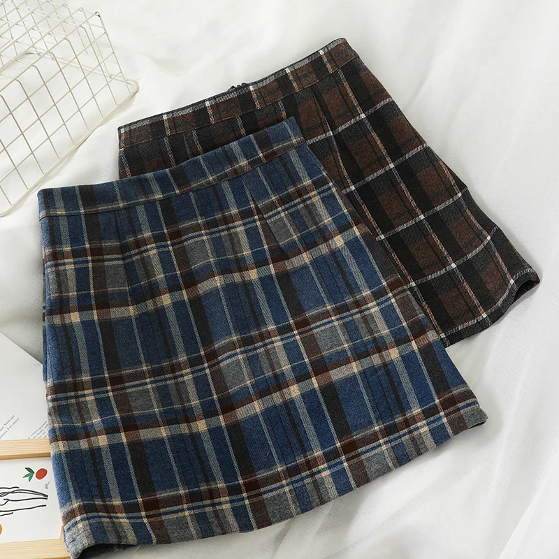 HELIAR весенние клетчатые трапециевидные юбки для женщин с широкими штанинами