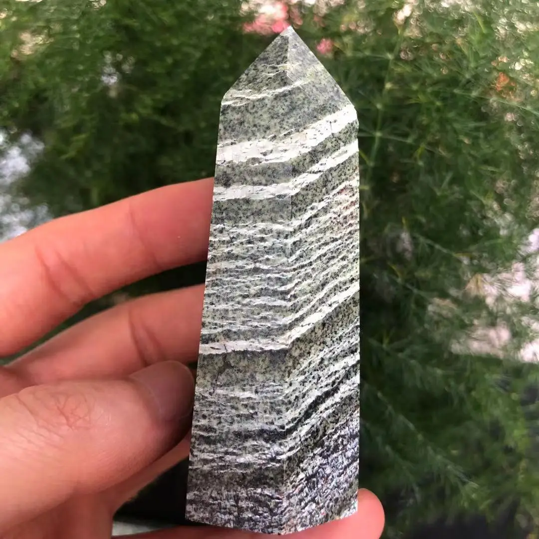 1 шт. Натуральный Камень Кристалл точка зеленого цвета в полоску стиле Зебра