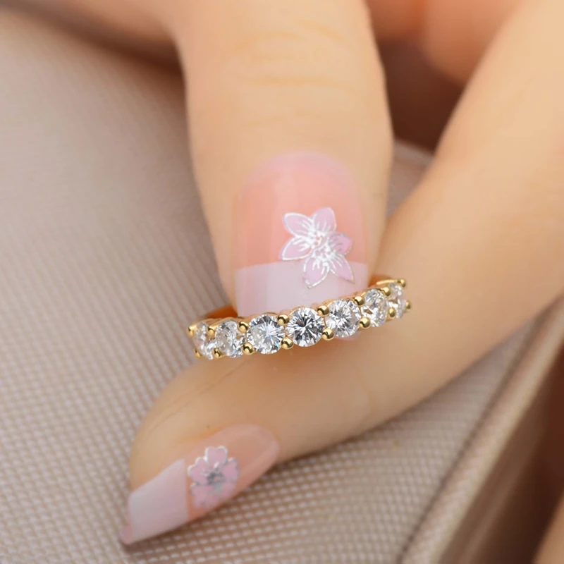 14K желтое золото DF цвет Moissanite кольцо вечерние ювелирные изделия Свадьба