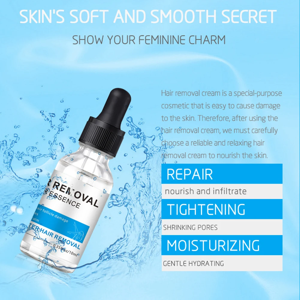 

10ml Hair Removal Repair Essence Liquid Hair Growth Inhibitor for Facial Body Leg Armpit Serum Depilation