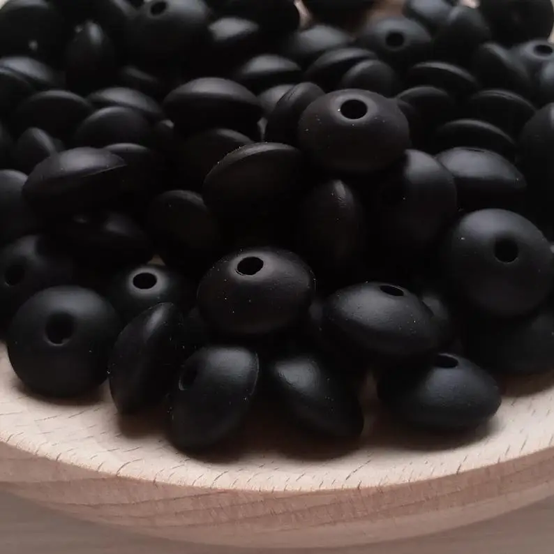 black Jojochew хорошее качество блюдце силиконовые бусины 12 мм Силиконовые Прорезыватели для зубов еда класс Детские трофеи BX1-36 - Цвет: black
